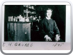 On January 12, 1896, only a few days after the announcement of Roentgen's work, Emil Grubbe, a Chicago electrotherapist, irradiated a woman with a recurrent cancer of the breast. He noted palliative effects, but failed to publish his results until much later. Grubbe experienced over one hundred surgeries and amputations resulting from his lifelong exposure to the rays.